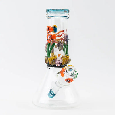 Empire Glassworks Baby Beaker Sea Bong with hand-blown fish and coral