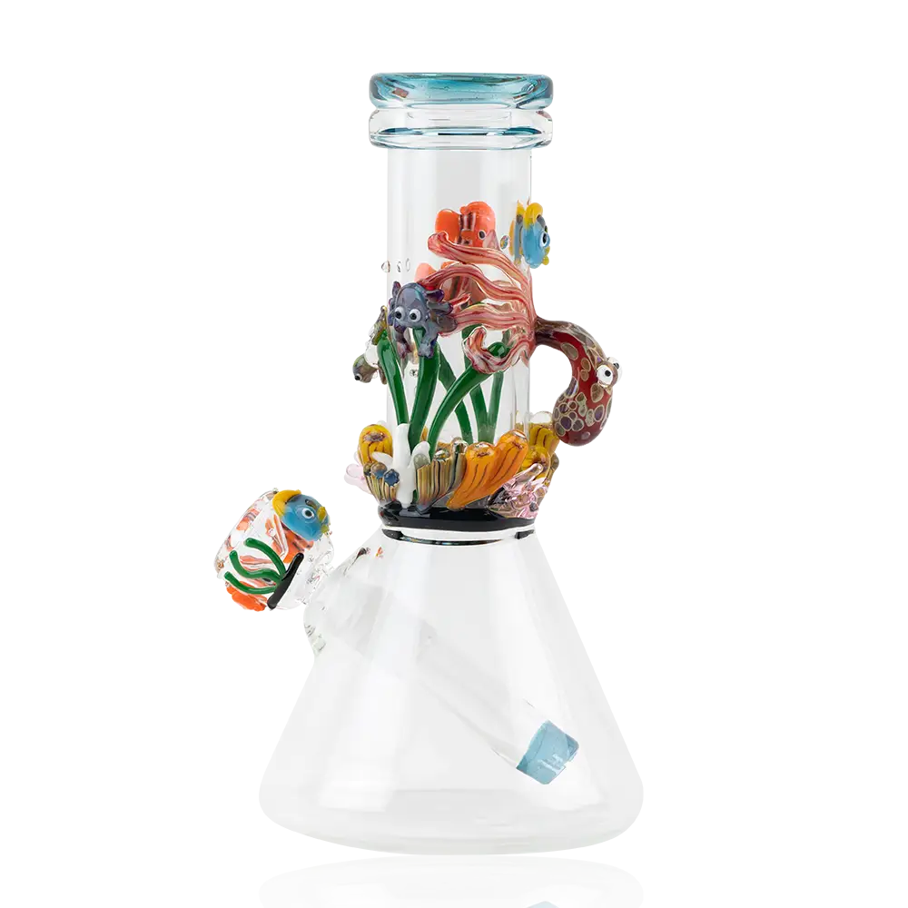 Empire Glassworks Baby Beaker Sea Bong with vibrant sea creatures