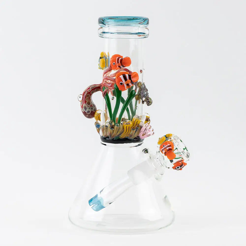 Empire Glassworks Baby Beaker Sea Bong with clownfish and coral