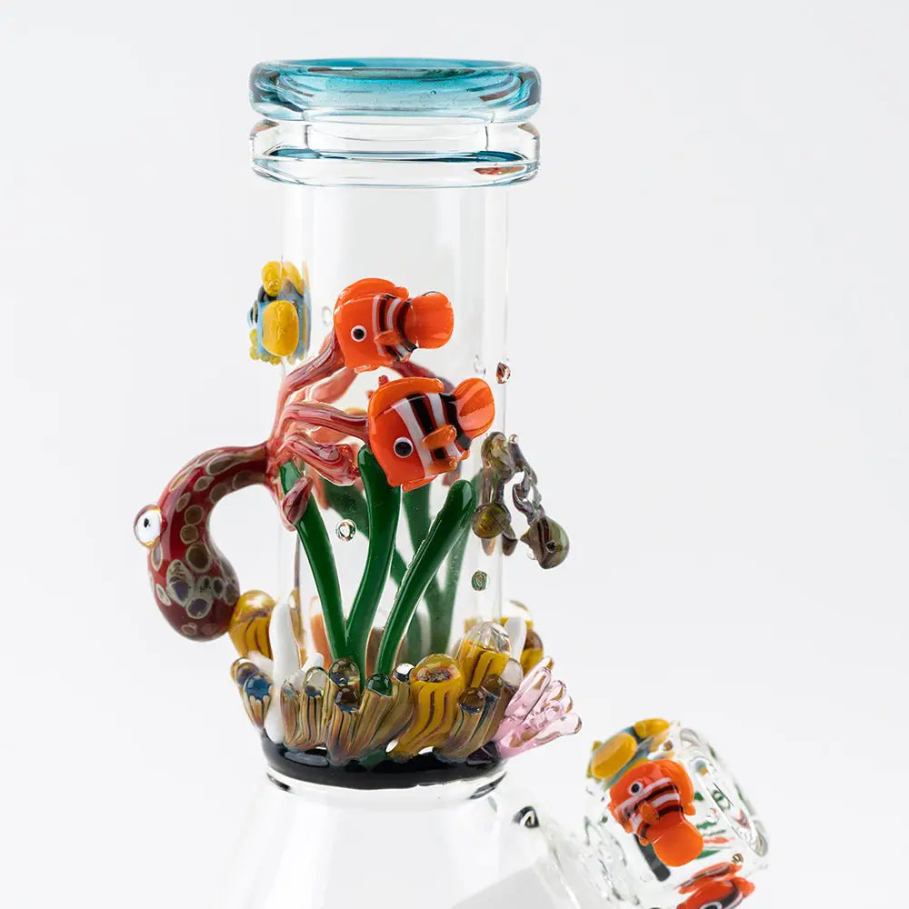 Empire Glassworks Baby Beaker Sea Bong with clownfish underwater scene