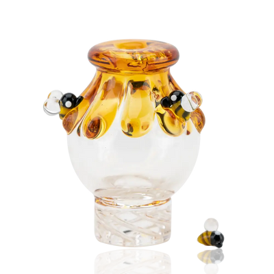 Empire Glassworks Beehive Spinner Cap Carb Cap with amber honeycomb bong