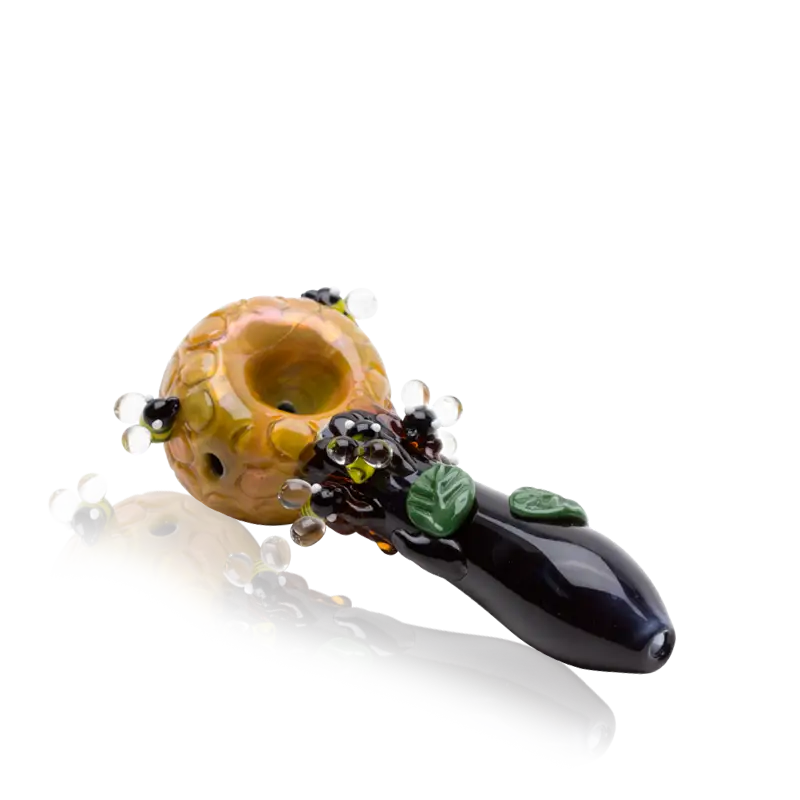 Empire Glassworks Beehive Spoon Pipe with golden honeycomb design