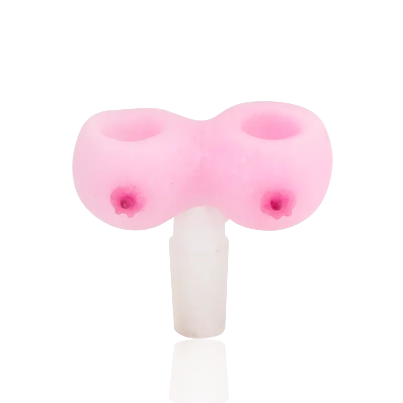 Empire Glassworks Boobies pink silicone bong bowl piece with white stem