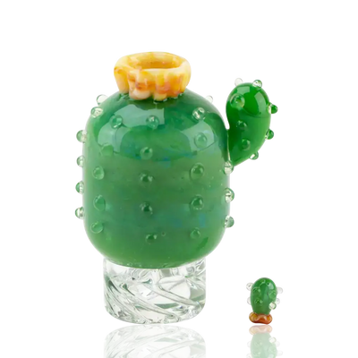 Empire Glassworks cactus green glass pipe with yellow-orange rim for Puffco Peak