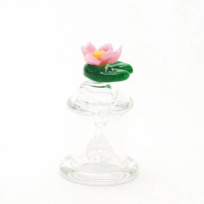 Empire Glassworks carb cap stand with pink lotus on lily pads