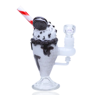 Empire Glassworks Chocolate Cookie Sundae Float Mini Rig with swirled glass and Oreo top