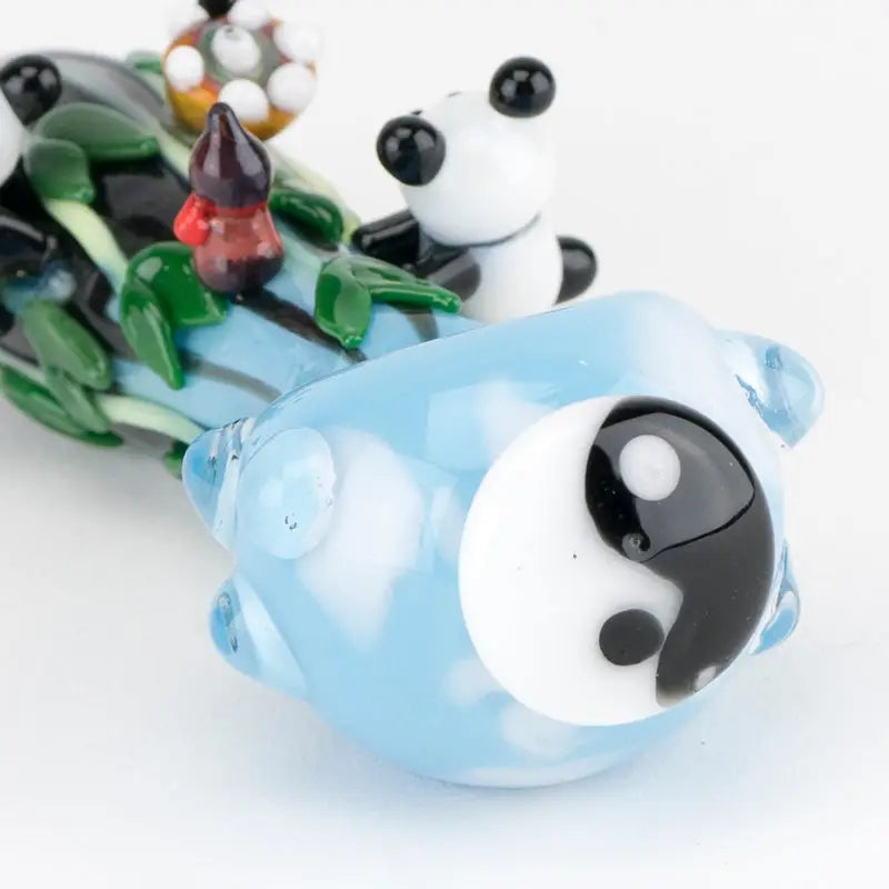 Empire Glassworks Climbing Pandas Spoon Pipe with yin-yang design
