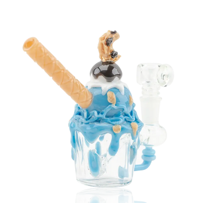 Empire Glassworks Cookie Monster Sundae mini rig bong with blue ice cream theme