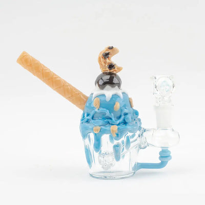 Empire Glassworks Cookie Monster Sundae mini rig with blue ice cream bong
