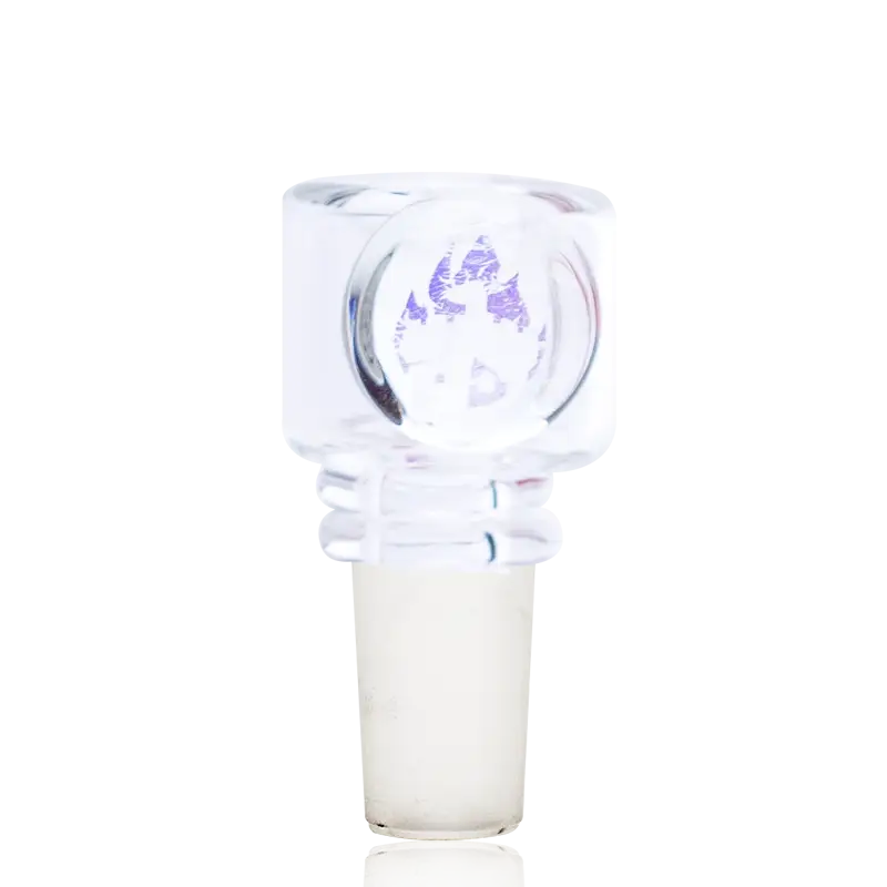 Empire Glassworks Dichro 14mm glass bowl piece with etched purple design