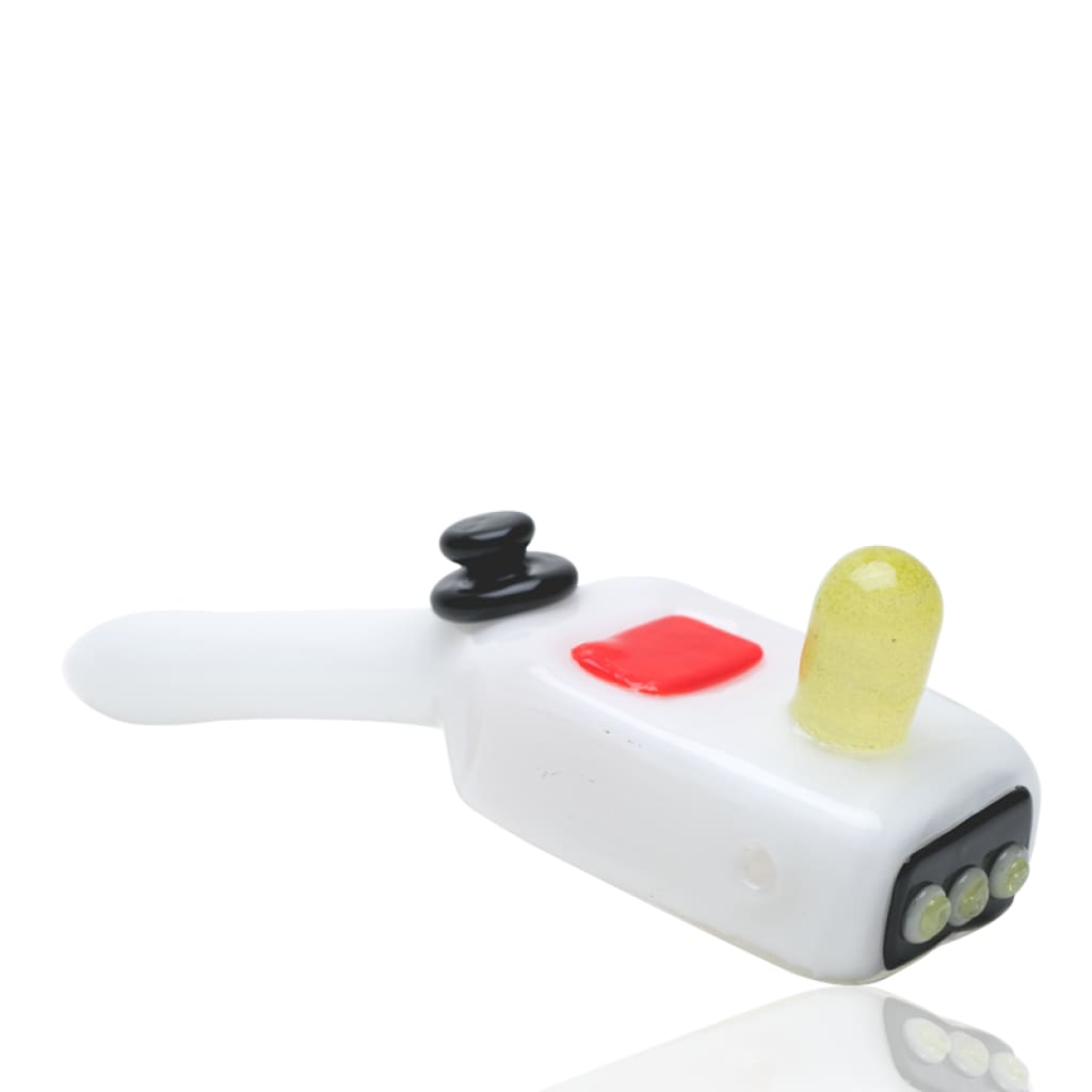 Empire Glassworks Dimensional Dial white glass hand pipe with vintage walkie-talkie design