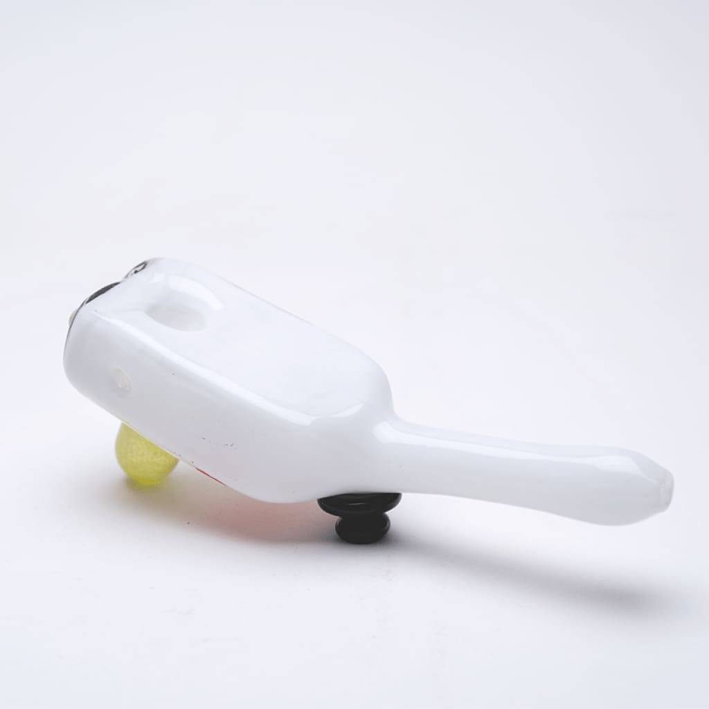 Empire Glassworks Dimensional Dial white glass hand pipe with rounded body and long handle