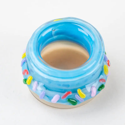 Vibrant Empire Glassworks donut terp jar with blue ceramic and colorful sprinkles