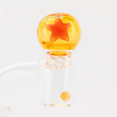Empire Glassworks orange star glass dab rig with spinner carb cap