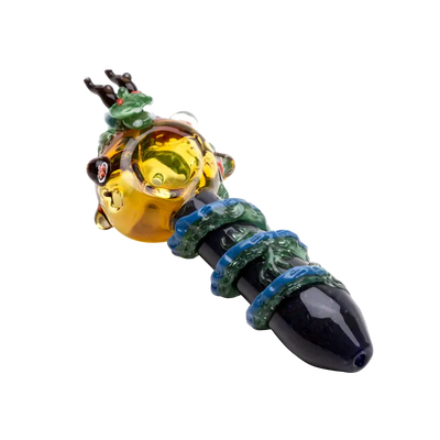 Empire Glassworks Dragon Sphere Spoon Pipe with Vibrant Frog Design