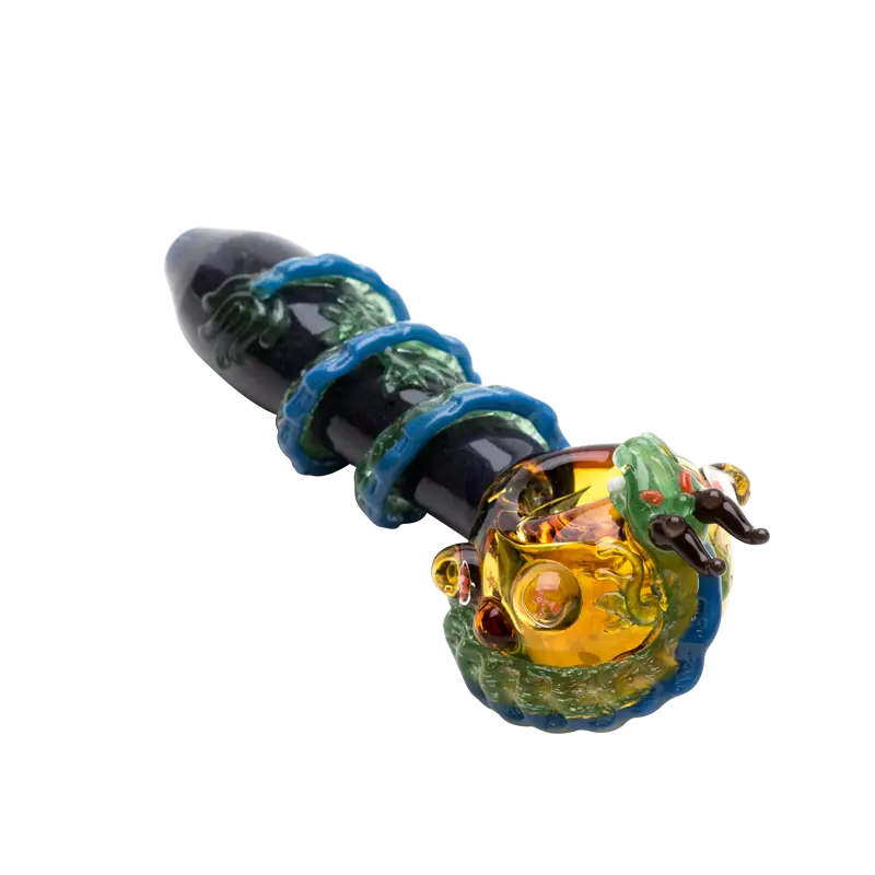 Empire Glassworks dragon sphere spoon pipe with caterpillar design