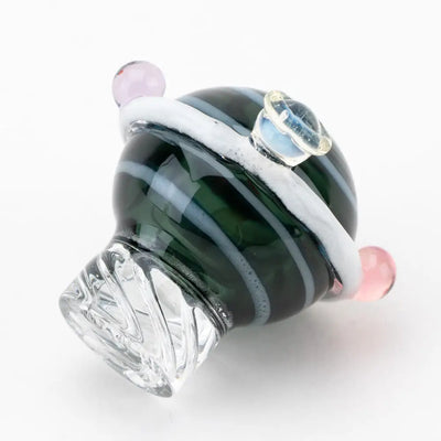 Empire Glassworks galactic spinner cap carb: hand-blown green cactus pipe