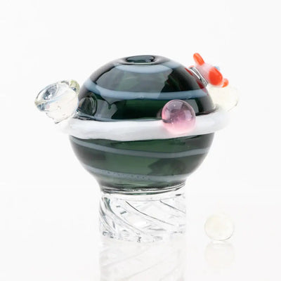 Empire Glassworks Galactic Spinner Cap Carb Cap with striped glass pipe