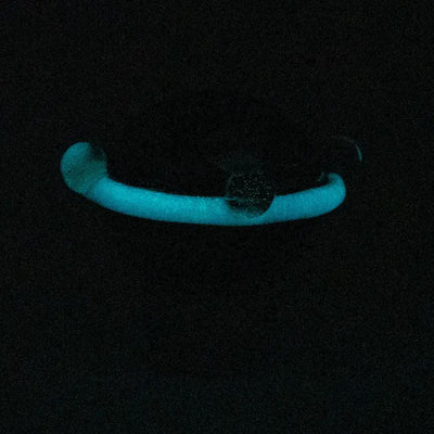 Empire Glassworks galactic spinner cap carb cap with glowing turquoise neon bracelet and clear textured bead
