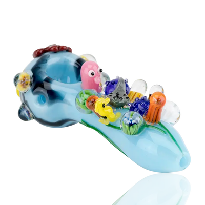 Empire Glassworks Great Barrier Reef spoon pipe with sea creature design