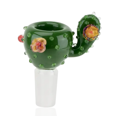 Empire Glassworks handcrafted cactus 14mm bowl with green glass spines and flowers