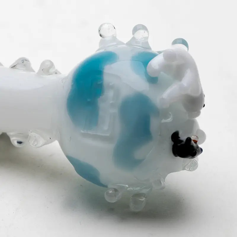 Empire Glassworks Icy Penguins spoon pipe with marbled glass and bead protrusions