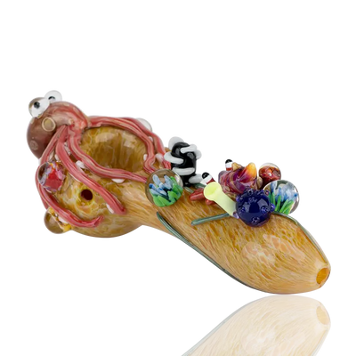 Empire Glassworks Kraken glass spoon pipe with pink octopus tentacles