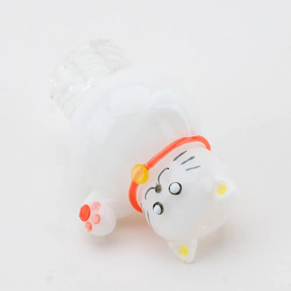 Empire Glassworks Lucky Cat spinner carb cap with translucent white glass figurine