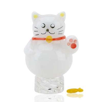 Empire Glassworks Lucky Cat spinner carb cap with white glass figurine