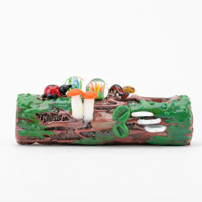 Empire Glassworks mossy log hand pipe with colorful glass centerpiece