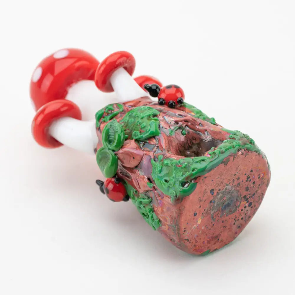 Empire Glassworks Mushroom Glass Hand Pipe with forest scene and ladybugs
