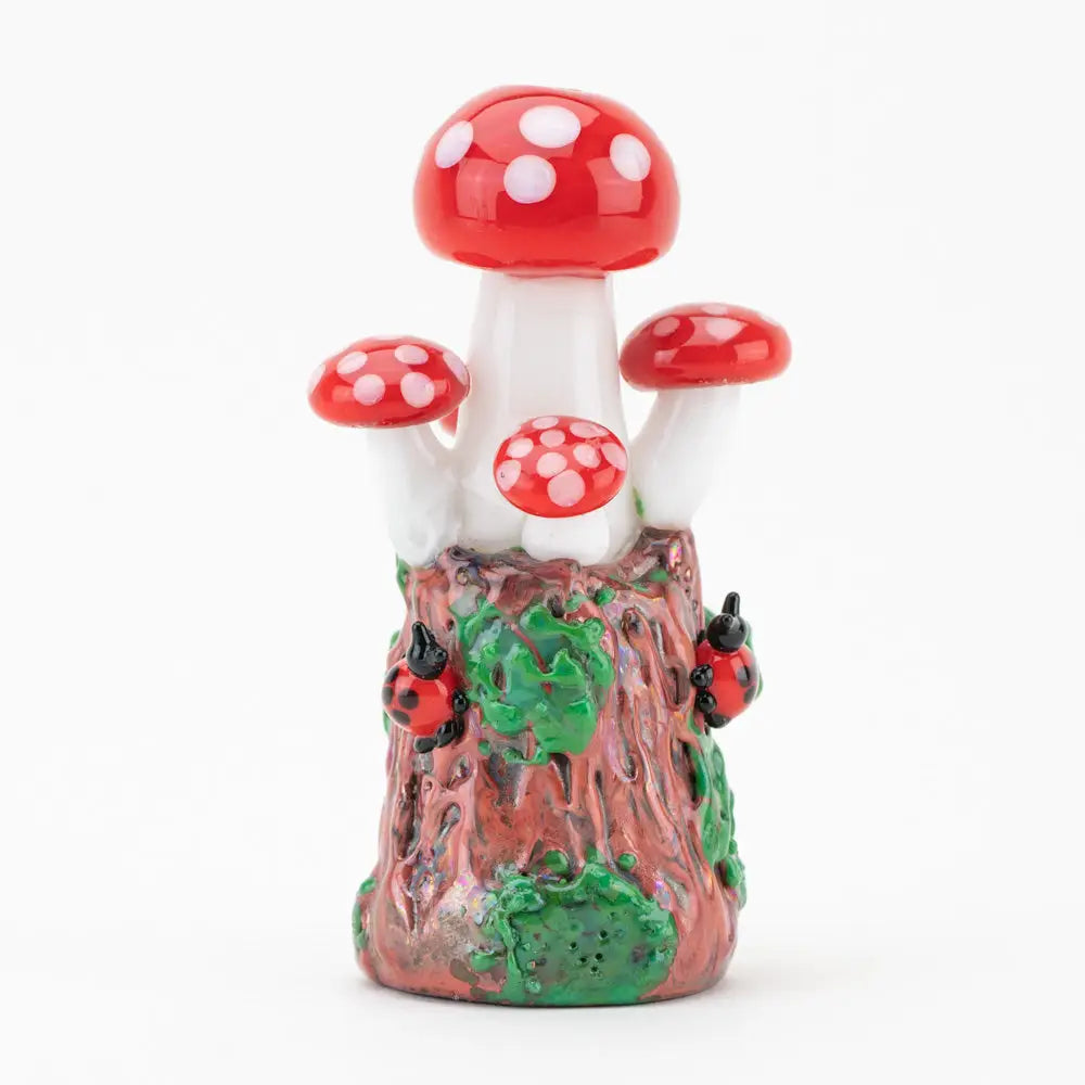 Empire Glassworks glossy red mushroom glass hand pipe with polka dots