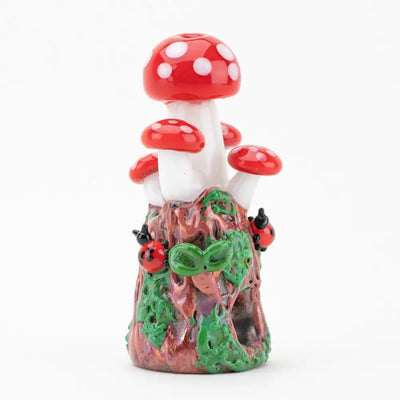 Empire Glassworks mushroom glass hand pipe with red white accents