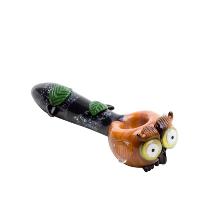 Empire Glassworks whimsical owl glass spoon pipe with orange head