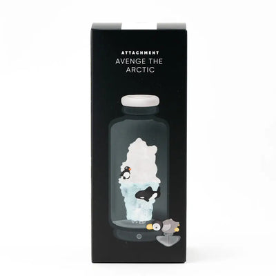 Empire Glassworks Peak Attachment with arctic iceberg penguins in clear bottle