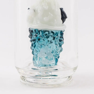 Empire Glassworks Peak Attachment translucent blue bong with skull motif