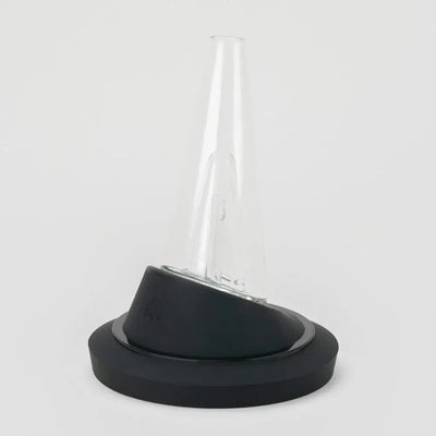 Empire Glassworks Peak Attachment Display Stand with clear glass conical vaporizer and black silicone base