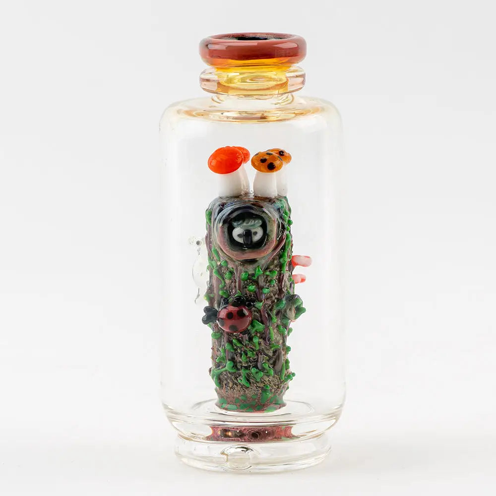 Empire Glassworks Peak Attachment green tree figurine with mushrooms and ladybugs