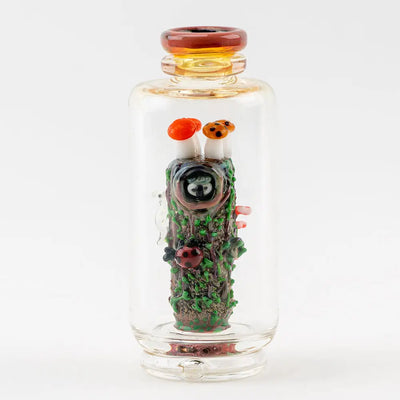 Empire Glassworks Peak Attachment green tree figurine with mushrooms and ladybugs