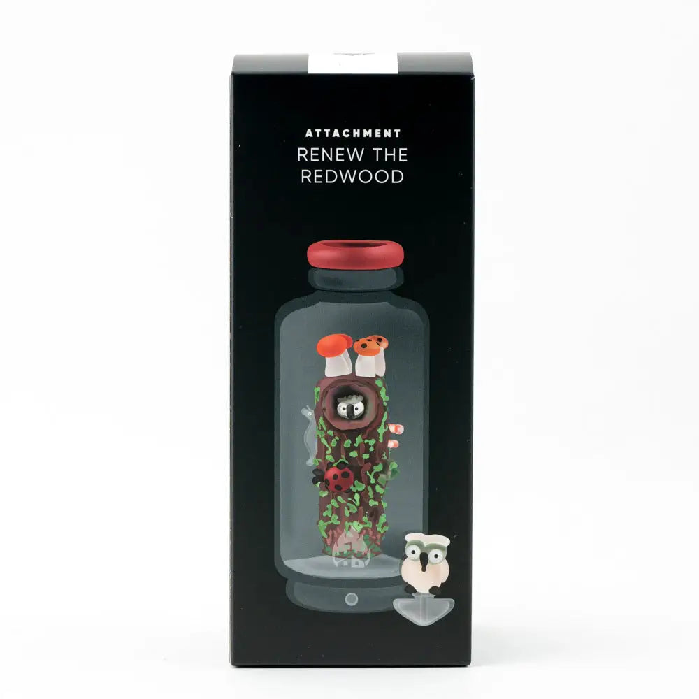 Empire Glassworks Peak Attachment with miniature redwood forest in jar