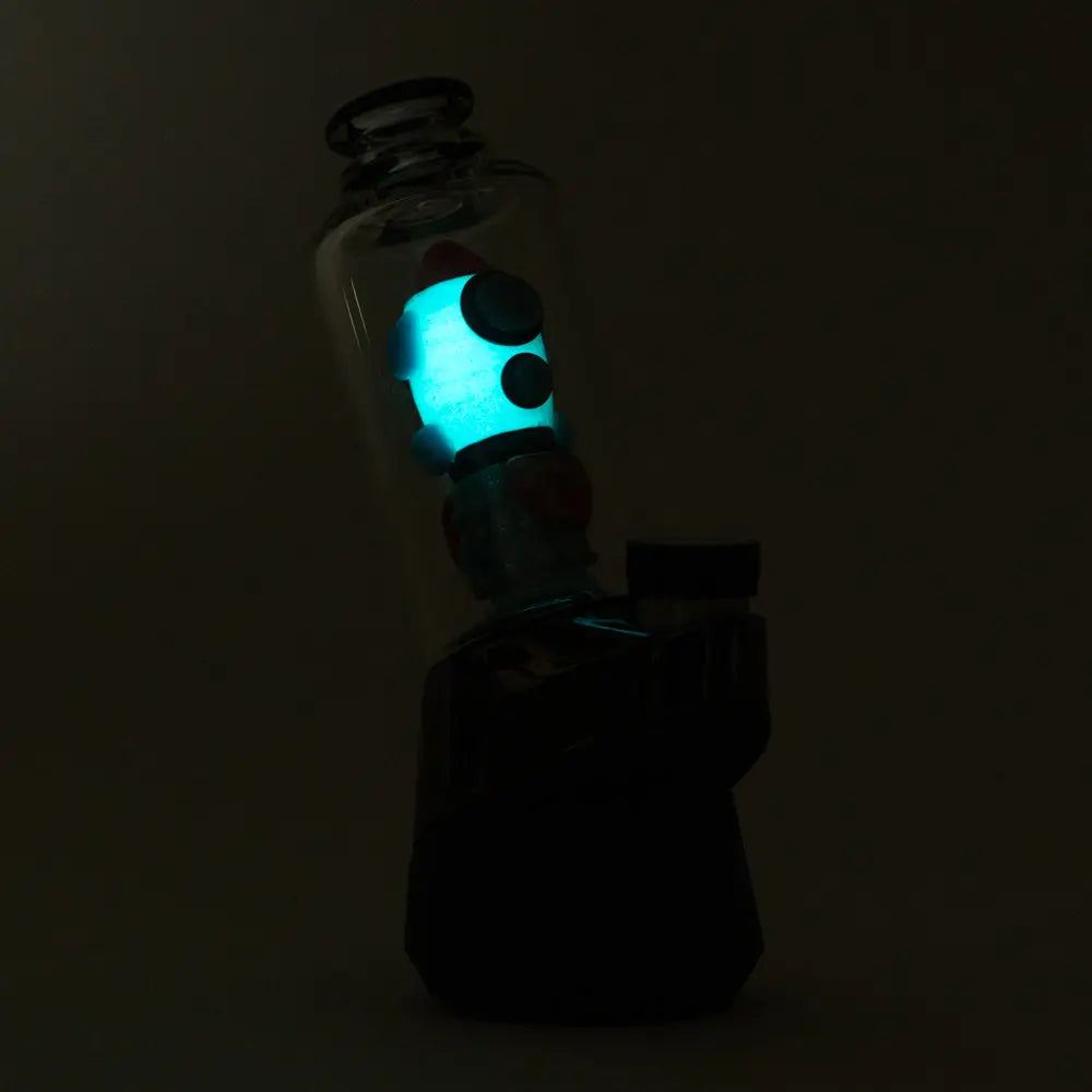 Empire Glassworks Peak Attachment Rocket Ship glowing teal bong