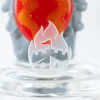 Empire Glassworks Peak Attachment Rocket Ship red orange orb with flame castle emblem