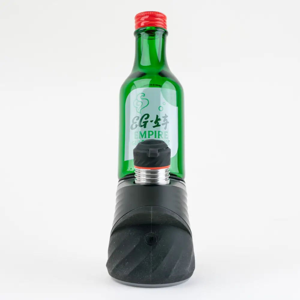 Empire Glassworks Peak Attachment Soju Bottle with green label
