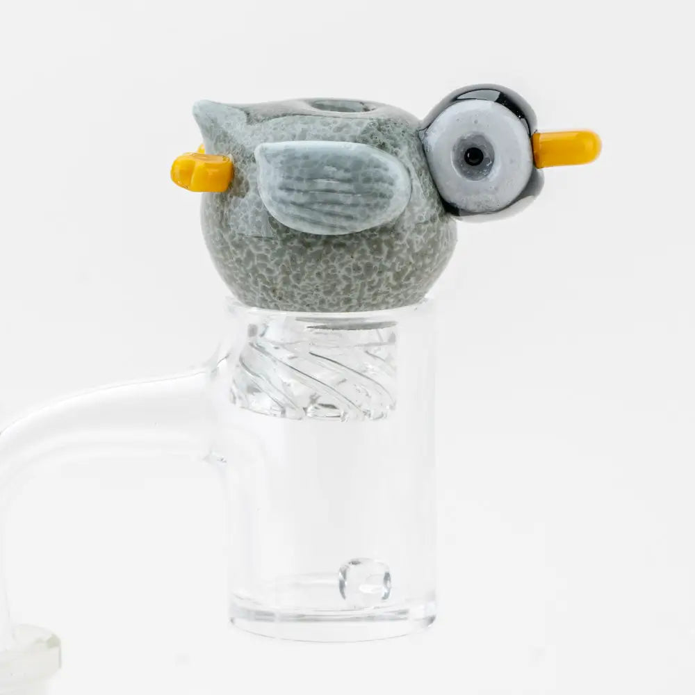 Empire Glassworks Penguin Paulie gray glass bird spinner carb cap