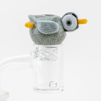 Empire Glassworks Penguin Paulie gray glass bird spinner carb cap