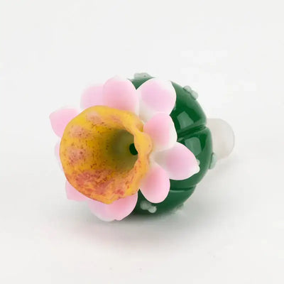 Empire Glassworks Peyote Cactus bowl with green glass and flower petals