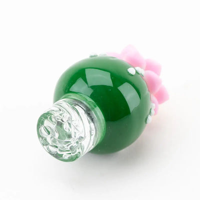 Empire Glassworks Peyote Spinner Cap carb cap with green bottle and pink florals