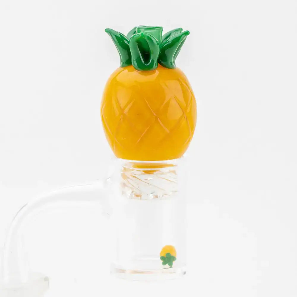 Empire Glassworks Pineapple Themed Carb Cap in vibrant orange glass