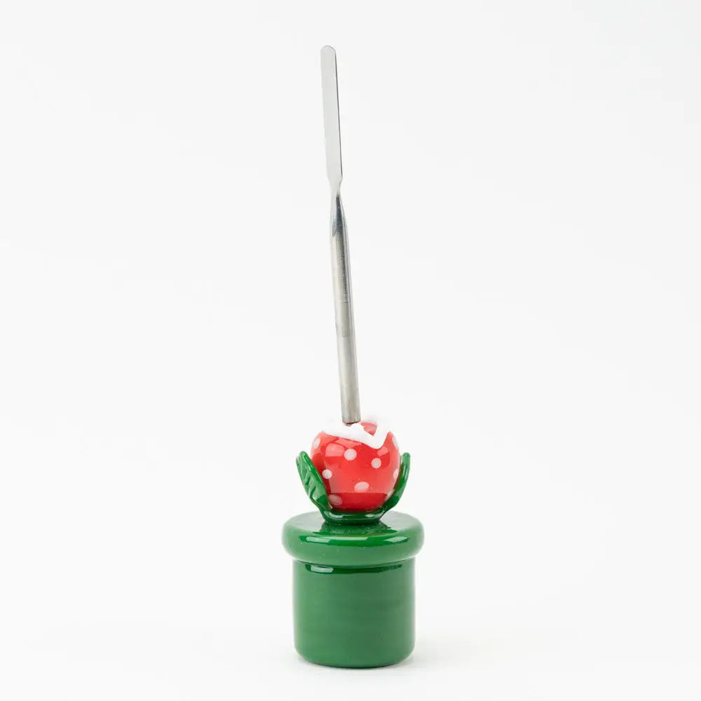 Empire Glassworks Piranha Plant dab tool with red strawberry glass pipe