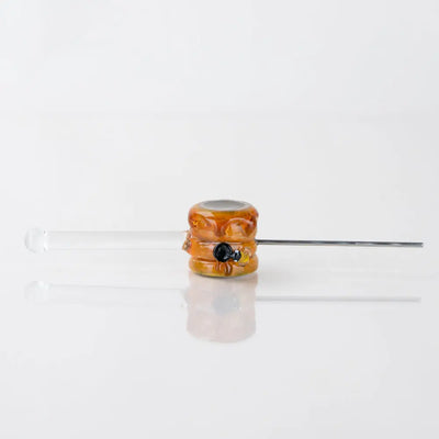 Empire Glassworks poker wand beehive glass hand pipe with orange skull design